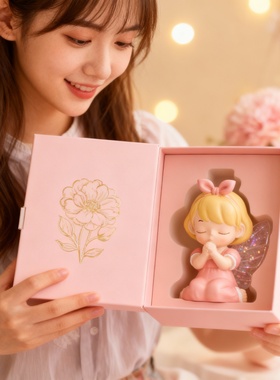 粉色小天使树脂摆件女孩礼物