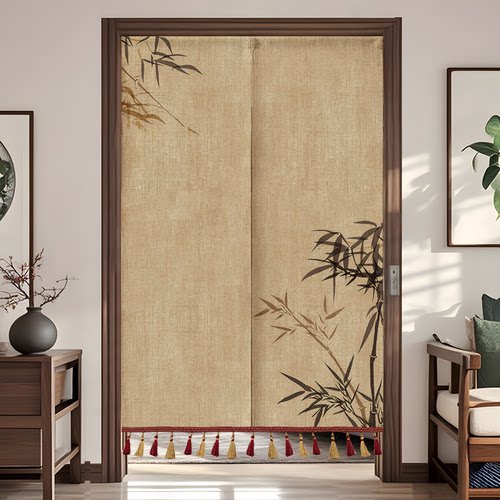 中式流苏门帘隔断帘卫生间入户门遮挡帘卧室帘子厨房厕所定制半帘