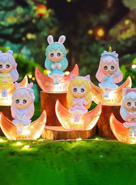 面女孩沧海小灯月亮礼品创意装饰