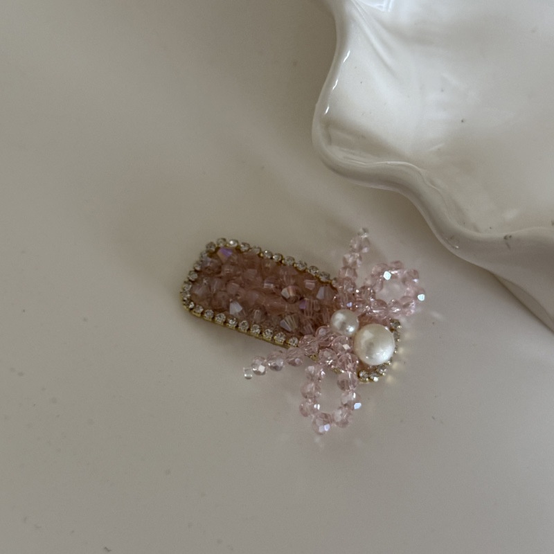 轻奢水晶蝴蝶结掰掰夹发夹女轻奢网红侧边夹时尚百搭刘海夹子