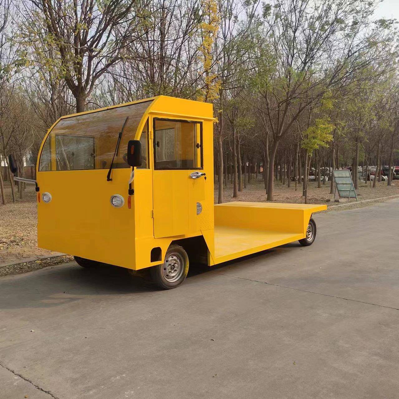 大功率运输车电动四轮平板物料倒货车厂区搬运车多功能拖车拉货车