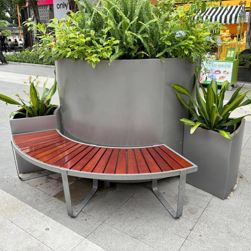 户外不锈钢花箱座椅组合室外庭院坐凳花箱售楼部广场景观花坛围栏