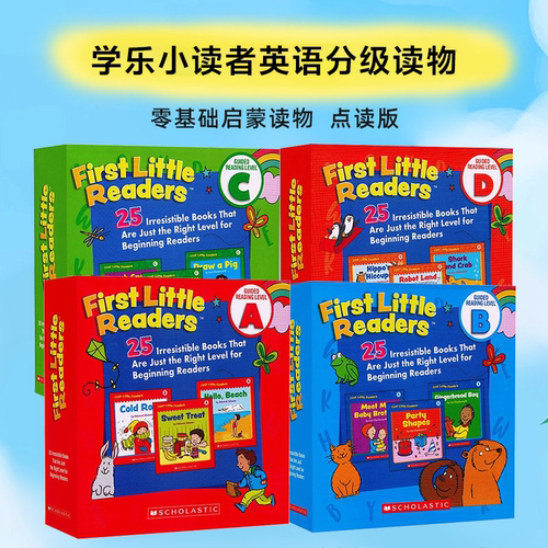 小蝌蚪点读笔配套书学乐小读者英语分级启蒙教材 First Little Readers A-GH级英文原版儿童亲子阅读3-6岁读物送音频认知启蒙绘本