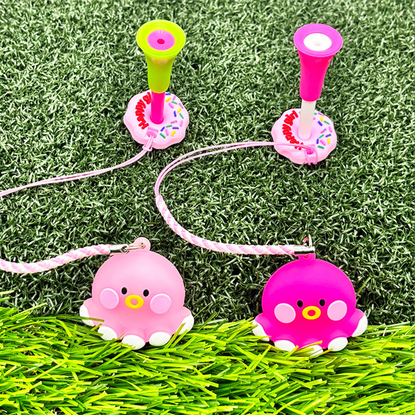 高尔夫球tee卡通球钉塑料83mm钉子球梯子带防丢绳硅胶球座tees