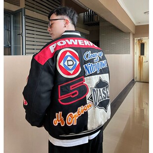 特大码300斤朴宰范王嘉尔同款棒球服男女春秋宽松重工刺绣机车服