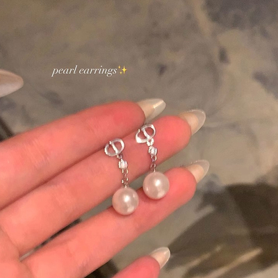 925银女小众设计珍珠吊坠耳环