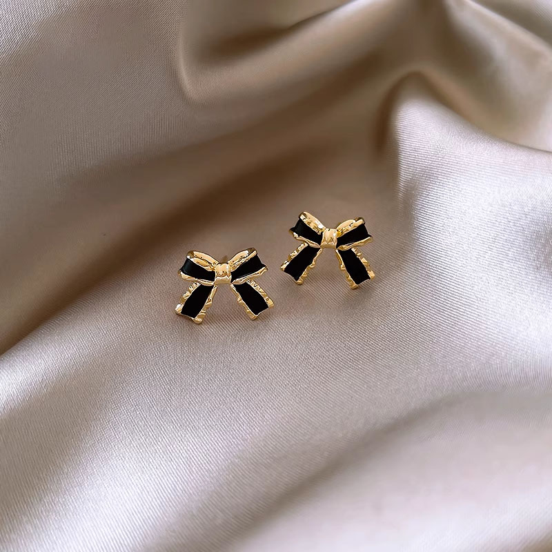 925银日韩女蝴蝶结耳钉