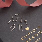 999纯银豆豆耳钉女耳棒睡觉免摘养耳银针耳环耳饰防过敏小巧简约