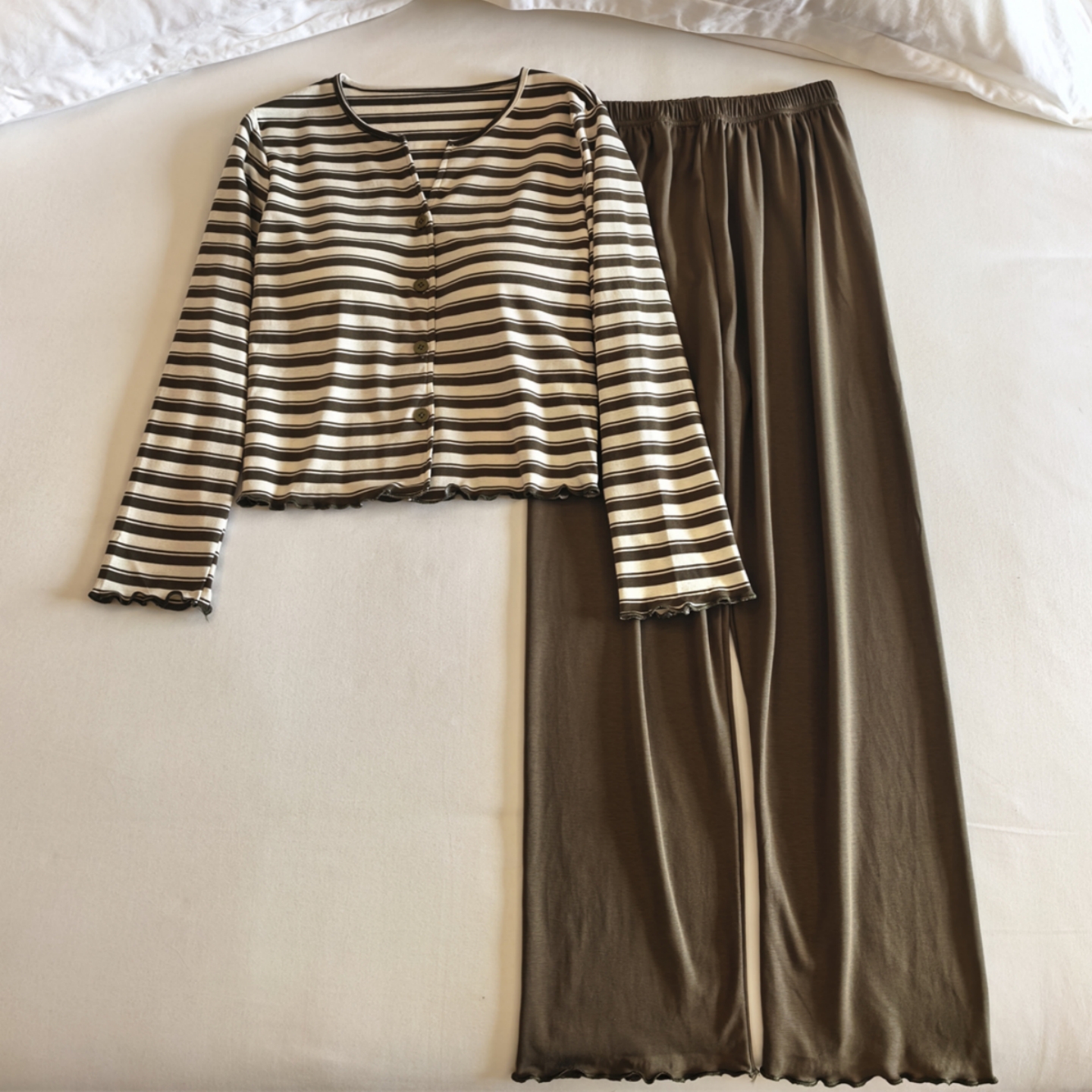 纯棉睡衣女春秋冬季带胸垫家居服