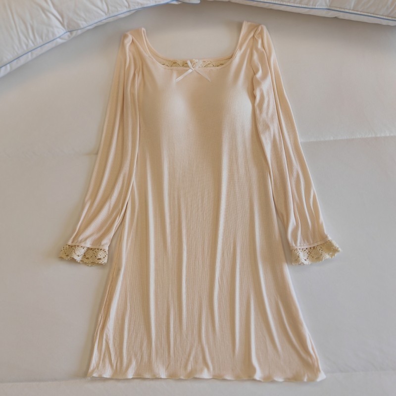 睡裙女春秋季长袖带胸垫一体连衣裙薄款网红风莫代尔棉睡衣家居服,女士内衣/男士内衣/家居服,睡裙,淘宝优惠券,粉丝福利购,淘宝优惠卷