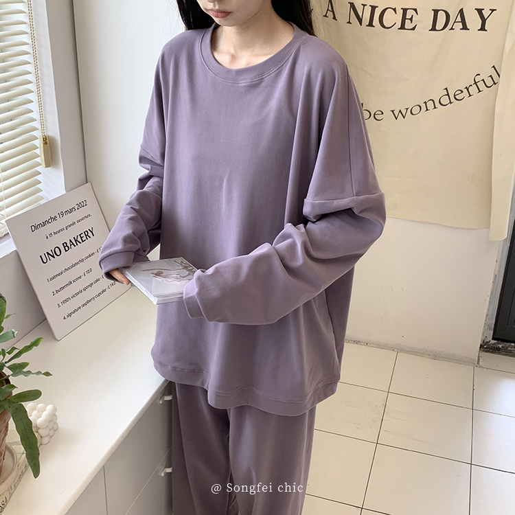 春秋冬睡衣女亲肤暖绒懒人家居服