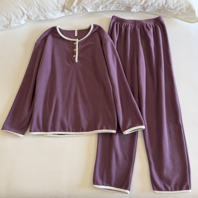 软绵绵睡衣女春秋冬雪粒绒家居服