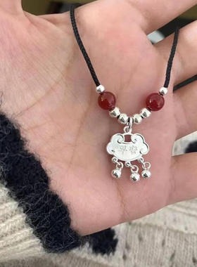 新中式项链ins学生闺蜜平安锁民族风手工编织长命锁铃铛吊坠爆款