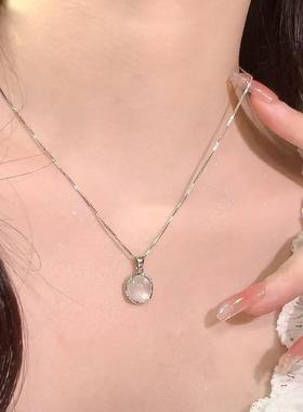 白项链女小众设计高级感简约百搭锁骨链轻奢月光石颈链配饰