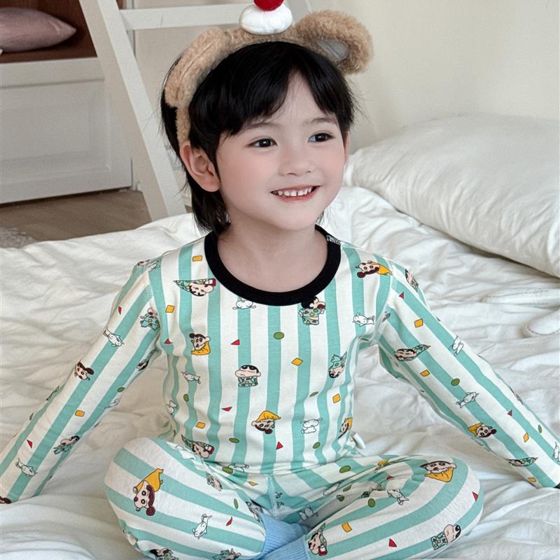 儿童纯棉内衣套装宝宝秋衣秋裤家居服男童无骨莱卡女童睡衣套