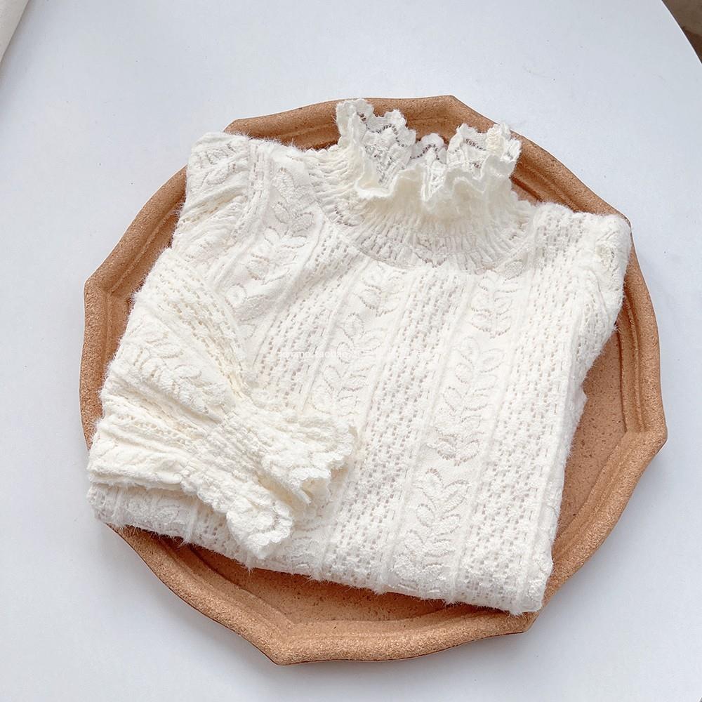 女童韩版小香风上衣衫秋冬洋气宝宝蕾丝花边打底领儿童半高领内