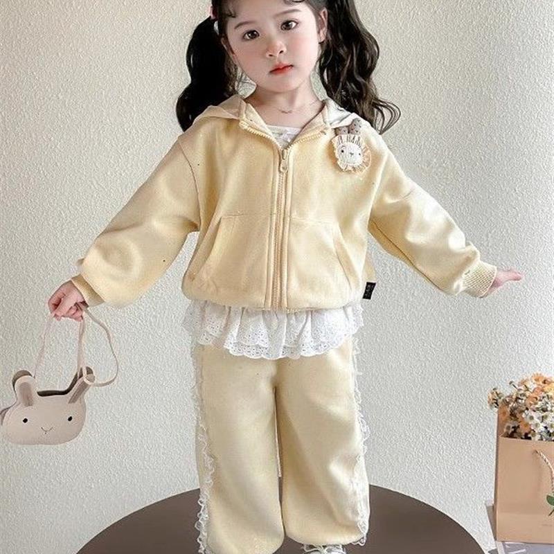 女童春秋季卫衣套装2025新款小童女宝宝外套裤子两件套网红时髦潮