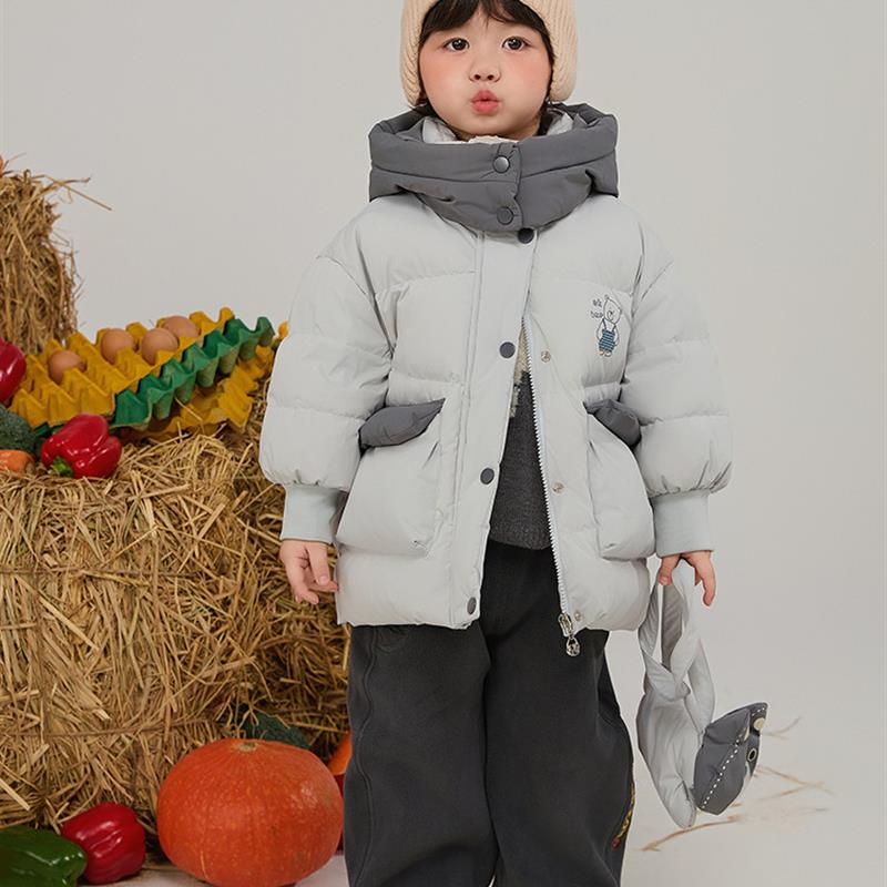 儿童羽绒服男童中长款2025新款卡通男孩冬装白鸭绒宝宝加厚外套潮