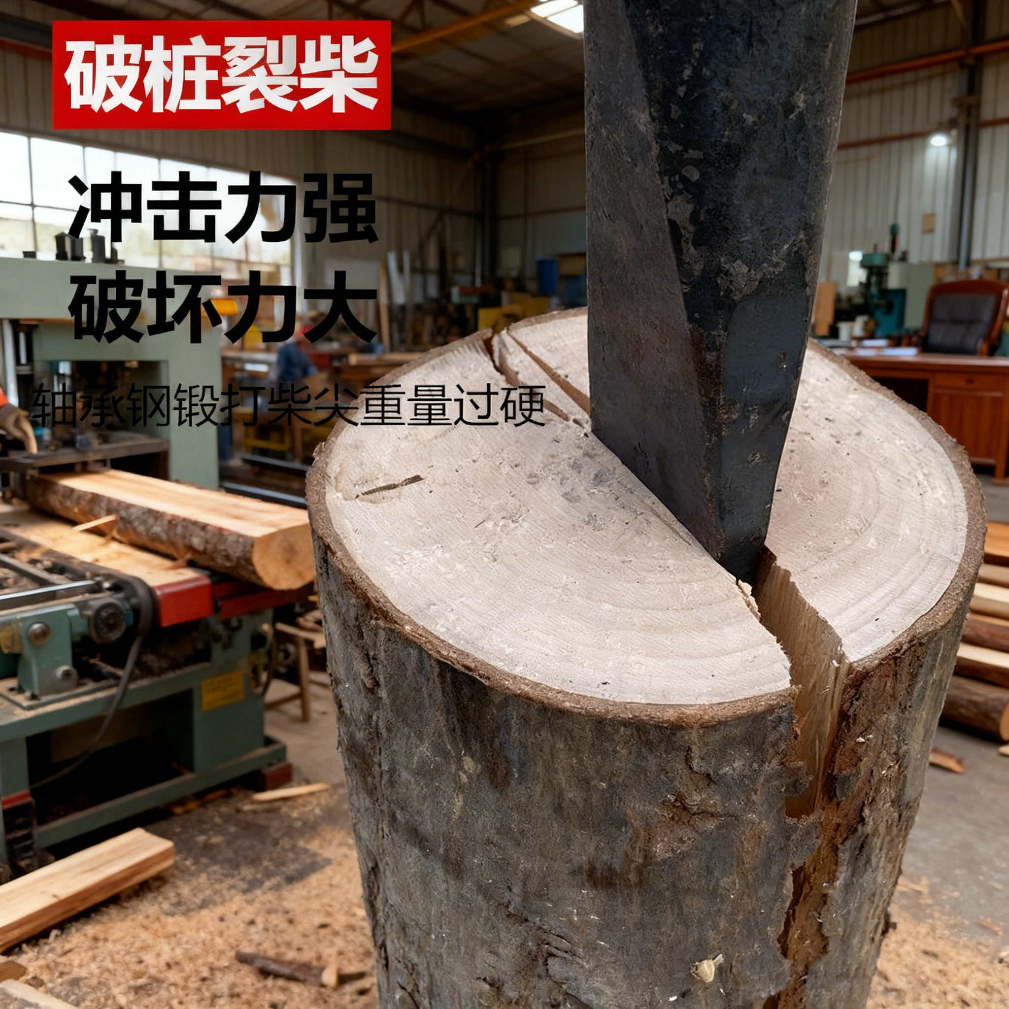 农村柴尖劈柴工具 手工锻打铁楔子 家用户外砍柴柴斧