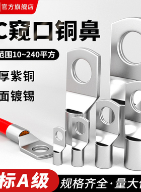 国标A级SC窥口铜鼻子紫铜镀锡线鼻子线耳冷压接线端子6/10/35平方