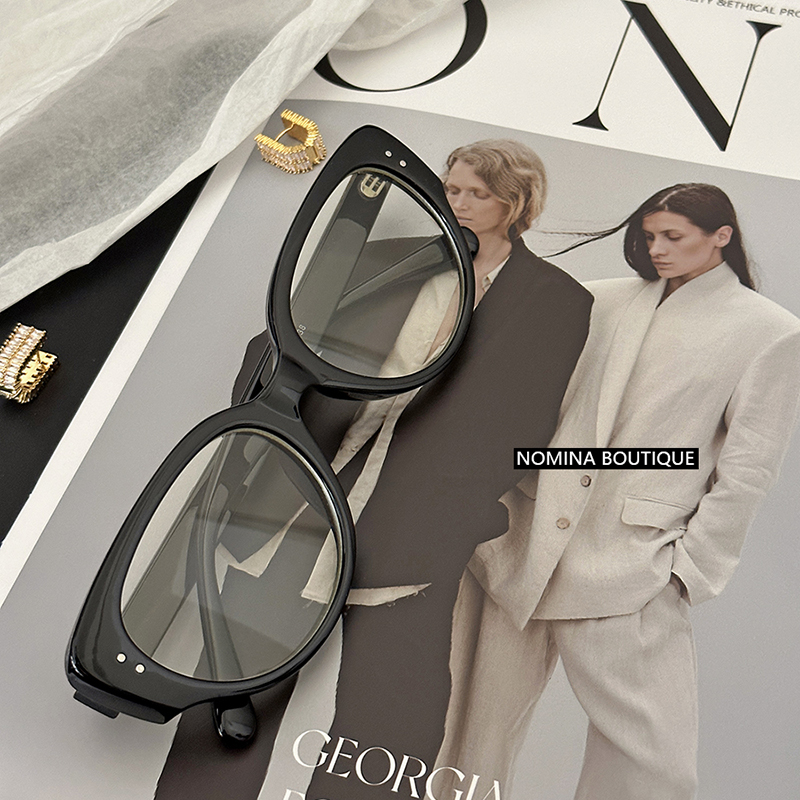 Nomina张婧仪同款韩版复古椭圆眼镜框高级感黑框墨镜男女2024新款