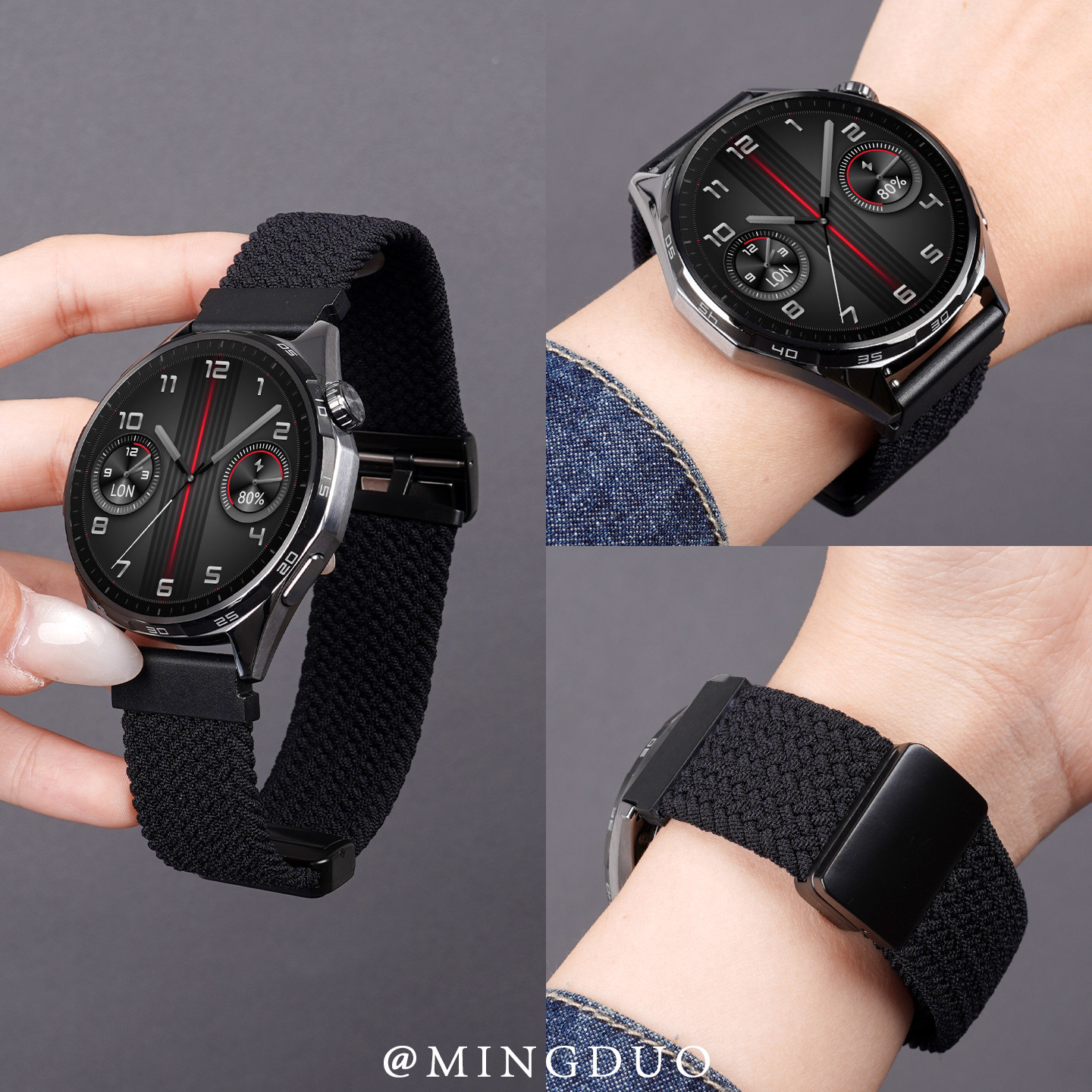 新款曜石黑适用小米watchs4表带S4sport手表男款watch5尼龙编织S3磁吸扣s2/1Pro运动智能华米AmazfitGTR4腕带