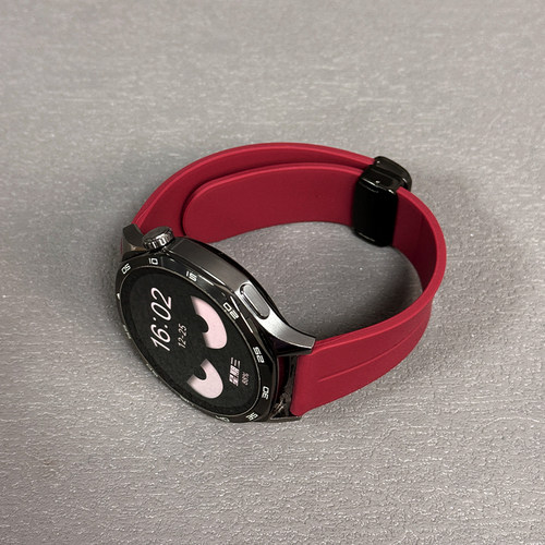 鸣铎Huawei/华为酒红色硅胶表带