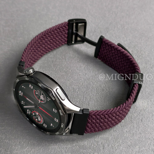 鸣铎新款暗紫色编织尼龙磁吸表带