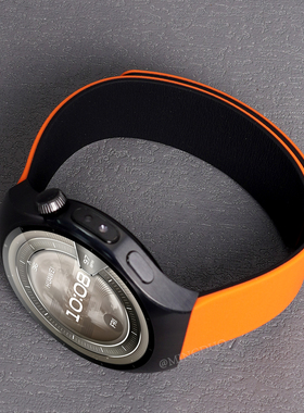 适用华为watch5手表watch4/3pro表带男款橙配黑色WatchGT5云木纹透气磁吸硅胶gt4/3高级夏季男运动替换带系列