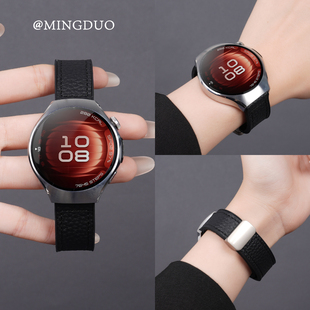 watchgt6硅胶专用gt5 3pro表带女款 4女生秋冬3磁吸高级2男运动系列 荔枝纹真皮适用华为watch5手表watch4 新款