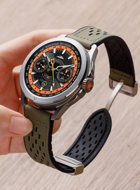 适用小米watchS4表带S4sport透气疯马纹S3真皮磁吸手表带s1Pro运动color2智能男女新款高级夏天硅胶华米腕带