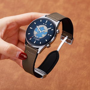 适用荣耀手表4pro表带GS3i手表gt5/6真皮GT4男Magic智能GS2华为GT3运动Watch5/4男款2E牛皮Pro新款高级感腕带