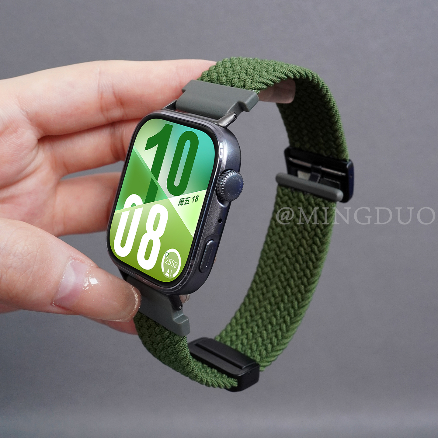 适用华为Watch FIT4表带Watchfit3手表编织尼龙橄榄绿fit4pro磁吸扣腕带fit3夏天透气fit2男女款高级感替换带