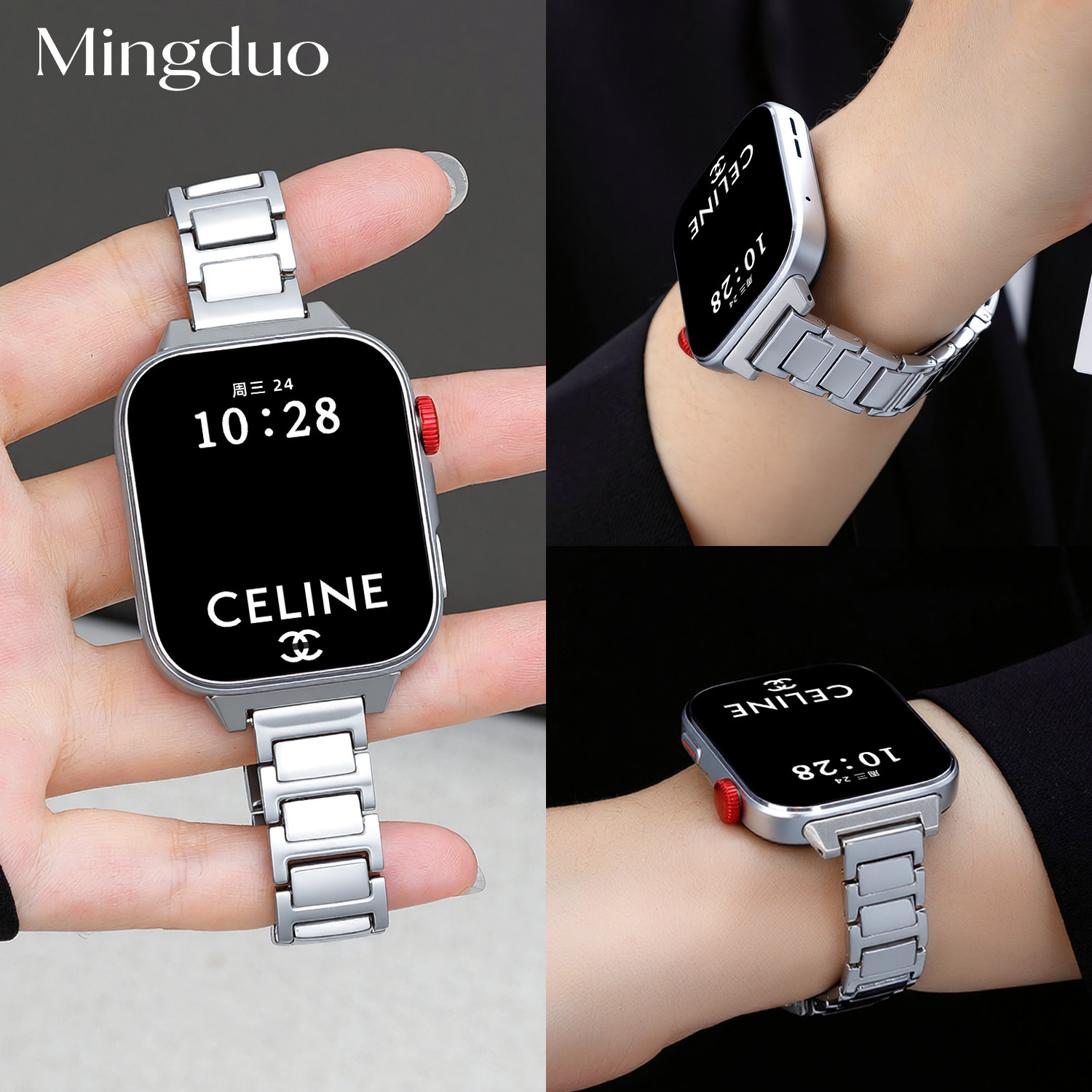 适用小米手环9pro手表带链8pro版蓝气球高级金属10腕表带女款运动红米watch6/5新款redmiwatch4夏天男替换带