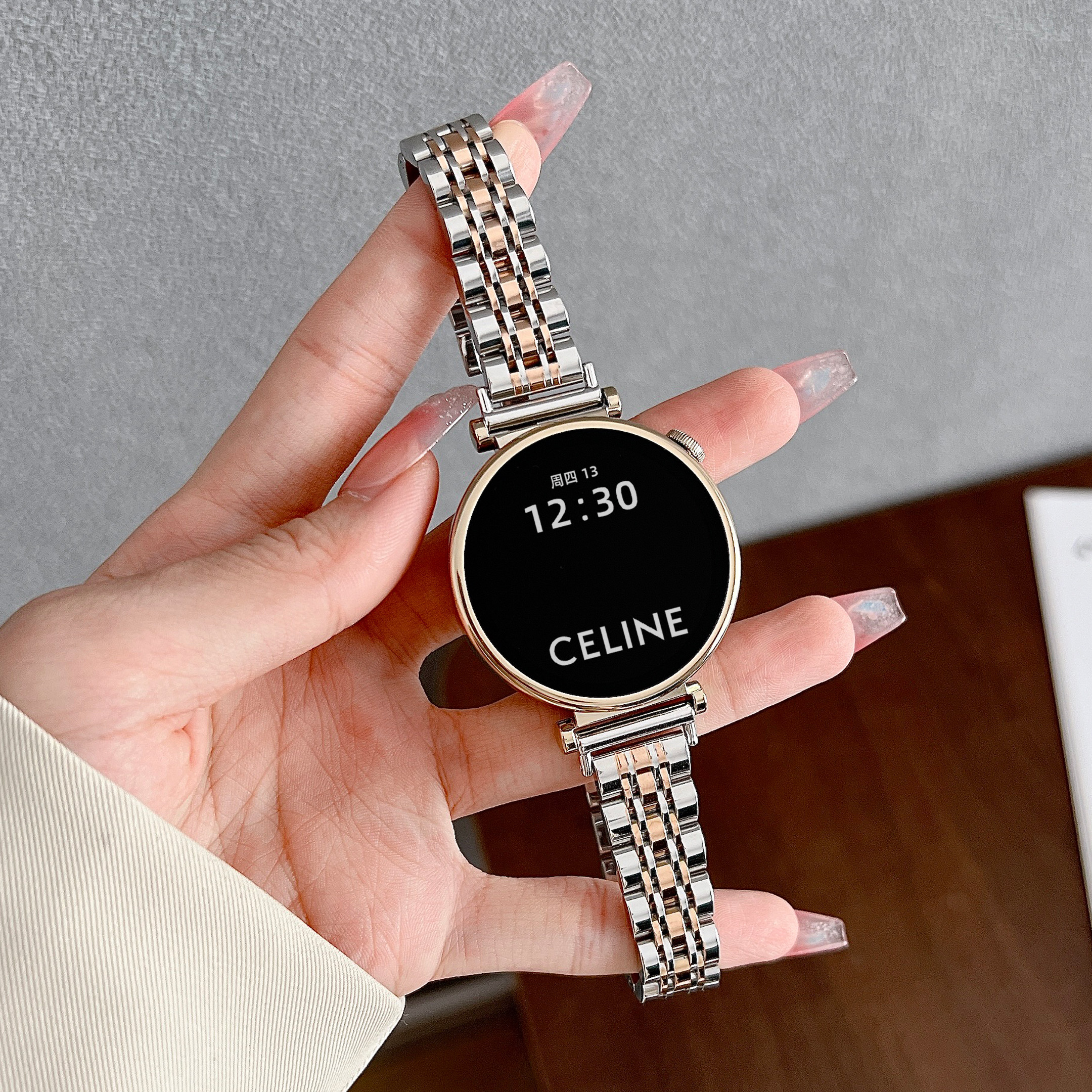 高级感满天星适用小米watchs4表带41mm手表watch5不锈钢金属sport女士七珠表链S3/s2智能运动s1Pro男腕带夏天