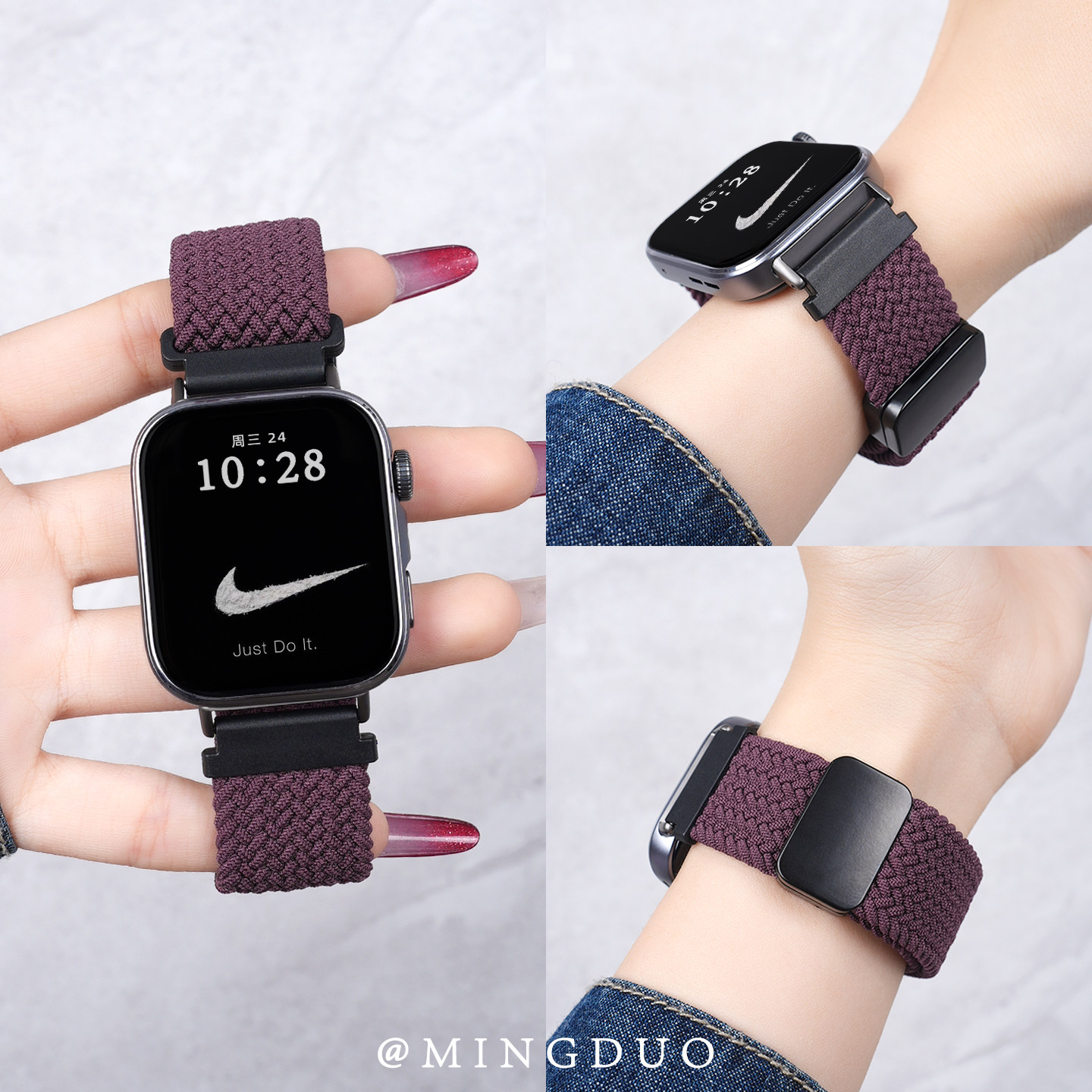 适用华为FIT4表带fit3手表智能手环watchfit4pro运动编织尼龙腕表fit2磁吸夏天透气表链女士new替换带男生fit