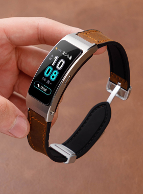 适用华为手环B7表带b7通用B6真皮腕带B3青春版新款b7代手表带女B5硅胶手表链男款疯马皮磁吸扣高级配件替换带