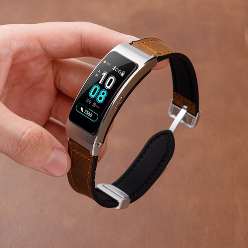 鸣铎华为B7表带磁吸扣疯马皮真皮