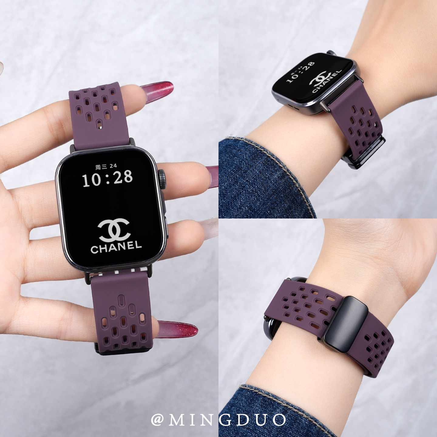 适用华为FIT4手表表带watchfit4pro洞洞透气运动FIT3硅胶替换带新款watch三代专用腕带女生磁吸金属扣男配件