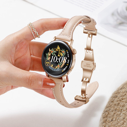 鸣铎华为GT5/4/3真皮蝴蝶扣表带