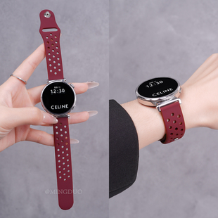 腕表带烟紫S32智能运动s1Pro透气 S4sport女款 新款 酒红色适用小米watchS4表带41mm手表watch5洞洞反扣硅胶新款