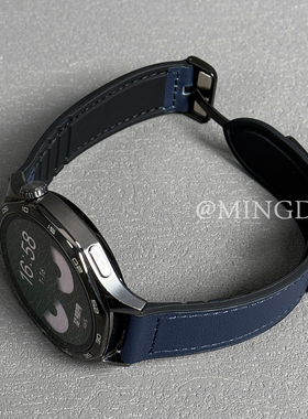 适用华为GT5/6手表gt4表带watch4/3疯马纹皮GT3pro磁吸扣2E男士女新款荣耀智能运动watchgt透气高级深蓝腕带