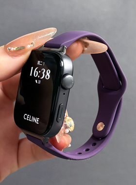 鸣铎烟紫色反扣硅胶适用华为fit3手表表带watchfit4pro女生小香风fit2三四代腕带智能运动男回环高级感替换带