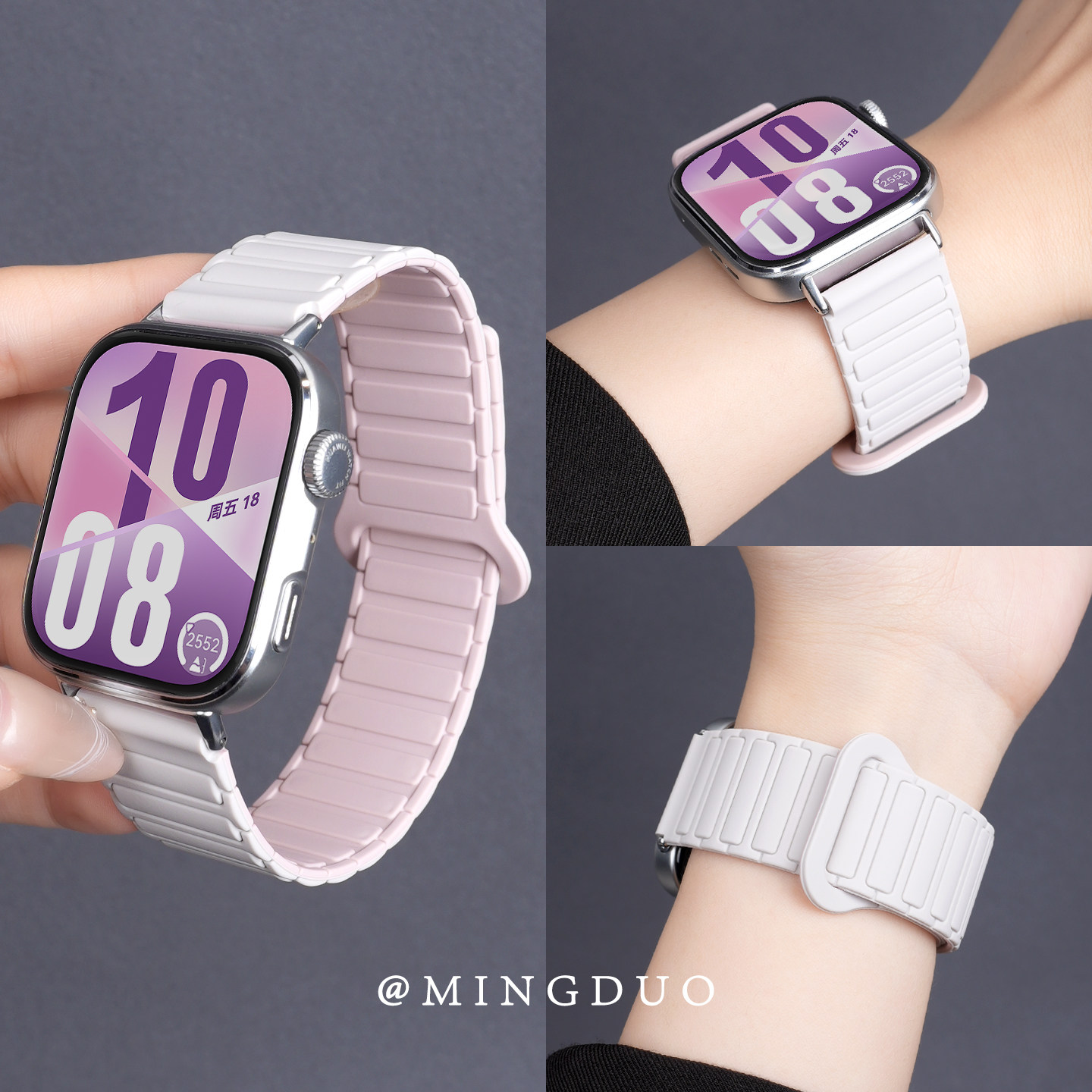 鸣铎适用华为FIT5表带fit4手表女士智能手环watchfit5pro张婧仪同款fit3磁吸硅胶fit2女款腕带fit4新款替换带