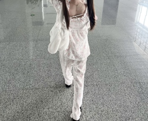 萌妹可爱睡衣女春秋薄款日系ins风甜美长袖家居服套装外穿