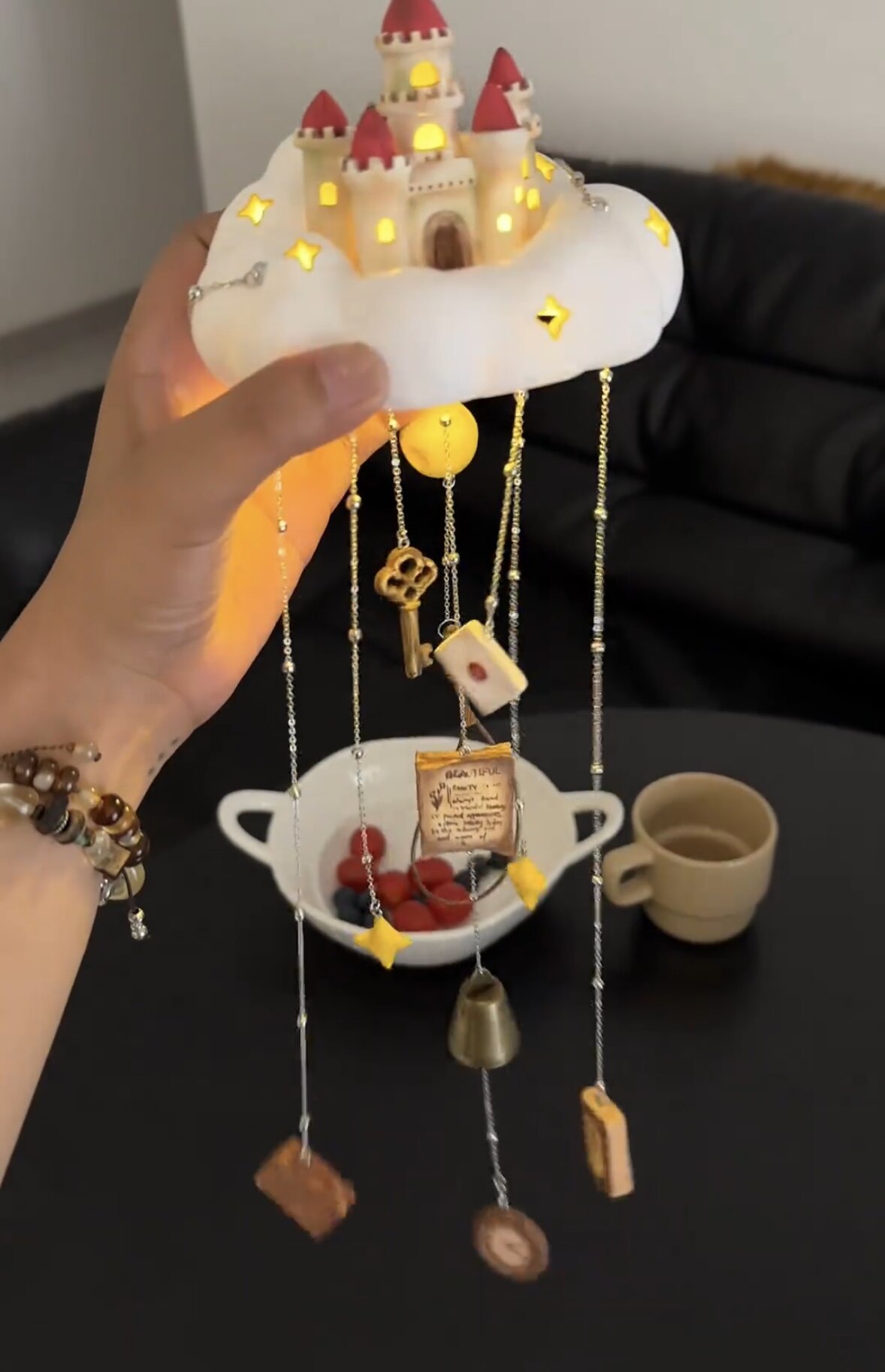 云朵风铃黏土diy制作材料包创意房间装饰品氛围挂件