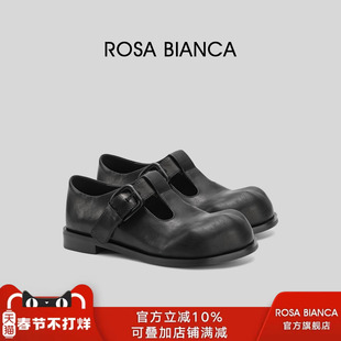 Rosa Bianca复古T字玛丽珍鞋女2026春新款乐福鞋厚底圆头浅口单鞋