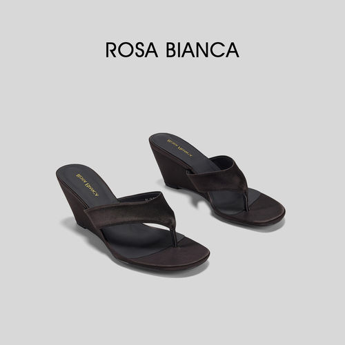 rosabianca坡跟羊皮革夹趾拖鞋女款