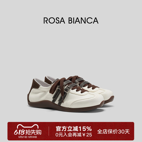 Rosa Bianca真皮薄底经典德训鞋女早春复古巨好看德训鞋百搭