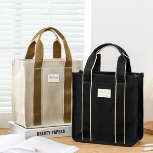上班杂物小拎包大容量饭盒手提包外出便携手拎包通勤帆布包手提袋